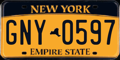 NY license plate GNY0597