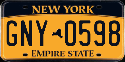 NY license plate GNY0598