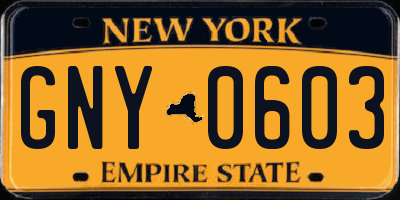 NY license plate GNY0603