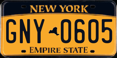 NY license plate GNY0605