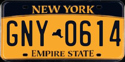 NY license plate GNY0614