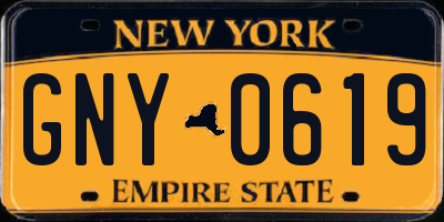 NY license plate GNY0619