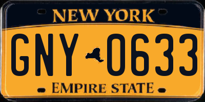 NY license plate GNY0633