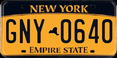 NY license plate GNY0640