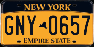 NY license plate GNY0657
