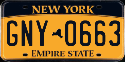 NY license plate GNY0663