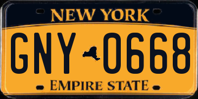 NY license plate GNY0668