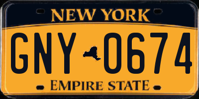 NY license plate GNY0674
