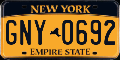 NY license plate GNY0692