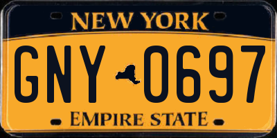 NY license plate GNY0697