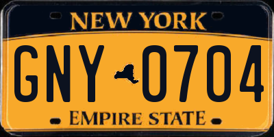 NY license plate GNY0704