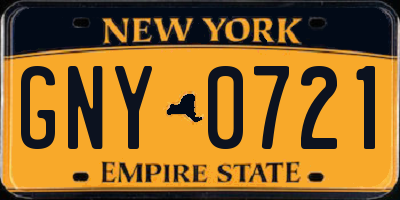 NY license plate GNY0721