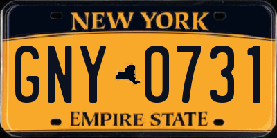 NY license plate GNY0731