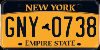 NY license plate GNY0738