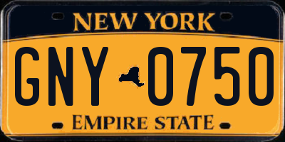 NY license plate GNY0750