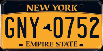 NY license plate GNY0752