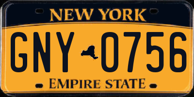 NY license plate GNY0756