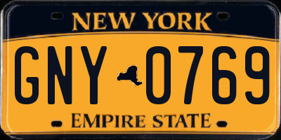 NY license plate GNY0769