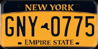 NY license plate GNY0775