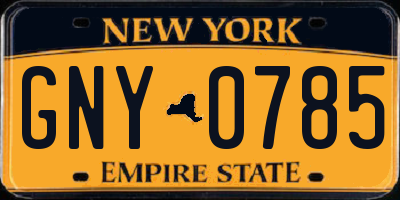 NY license plate GNY0785