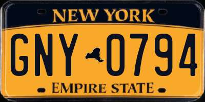 NY license plate GNY0794