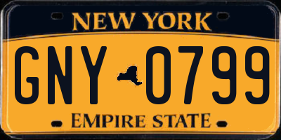 NY license plate GNY0799