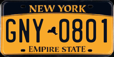 NY license plate GNY0801