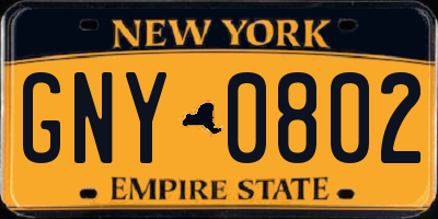 NY license plate GNY0802