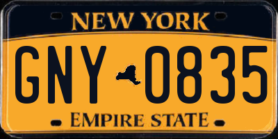 NY license plate GNY0835