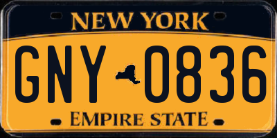 NY license plate GNY0836