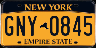 NY license plate GNY0845