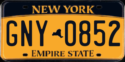 NY license plate GNY0852