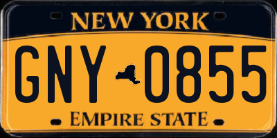 NY license plate GNY0855