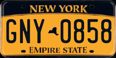 NY license plate GNY0858