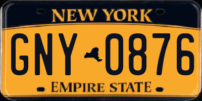 NY license plate GNY0876