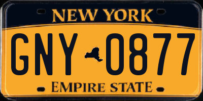 NY license plate GNY0877