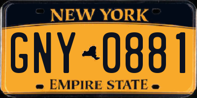 NY license plate GNY0881