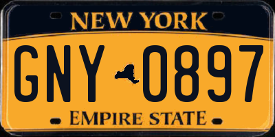 NY license plate GNY0897