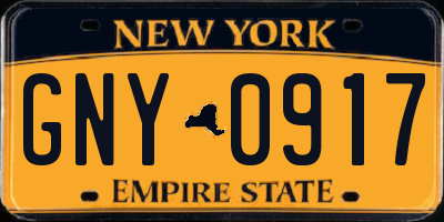 NY license plate GNY0917
