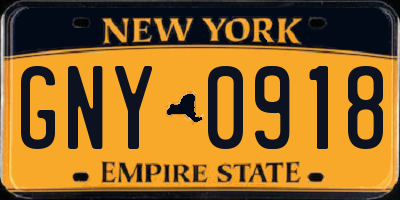 NY license plate GNY0918