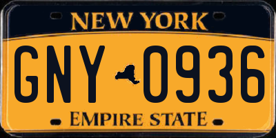 NY license plate GNY0936