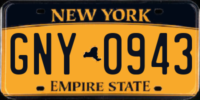 NY license plate GNY0943