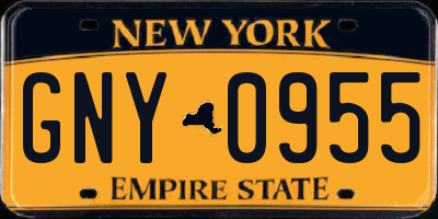 NY license plate GNY0955