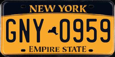 NY license plate GNY0959