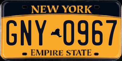 NY license plate GNY0967