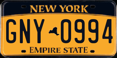 NY license plate GNY0994
