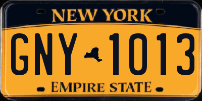 NY license plate GNY1013