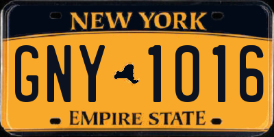 NY license plate GNY1016