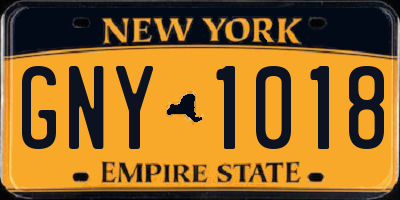 NY license plate GNY1018
