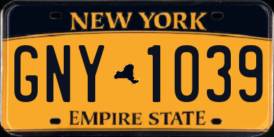 NY license plate GNY1039